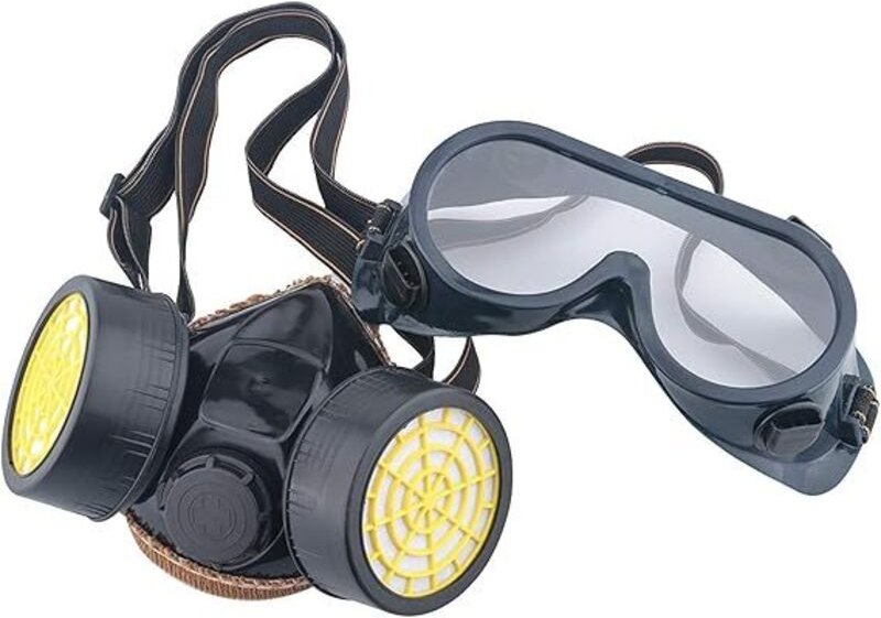 Kcvv - Atemschutzmaske mit Anti-Chemikalienfilter, Gasmaske gegen Verschmutzung, schädliche Dämpfe, Patronenmaske, Schut...