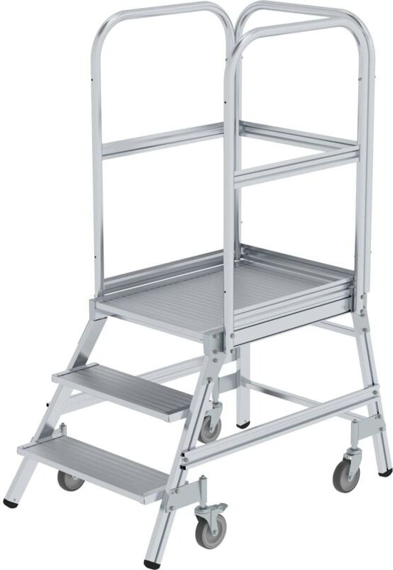 Thumbnail - Munk - Günzburger Steigtechnik Podesttreppe einseitig begehbar mit Federrolle Aluminium geriffelt 3 Stufen - 050103