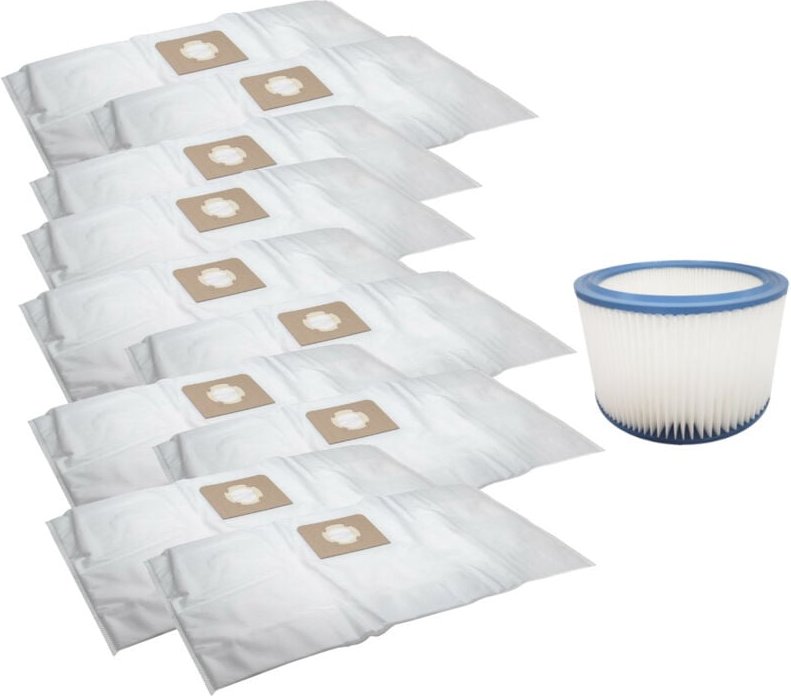 Set: Vlies Staubsauger-Beutel (10 Stück) + Rundfilter kompatibel mit Nilfisk 302000490 63990 11753 107402338 302000461, ...