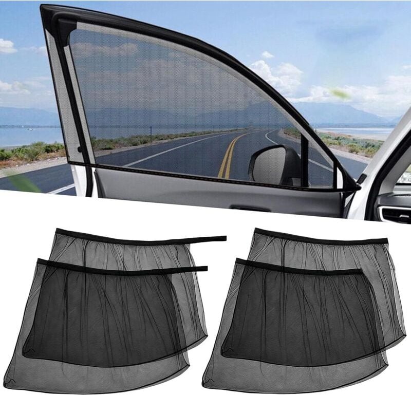 4-teilige Sonnenschutzabdeckung fürs Auto, atmungsaktives Netzmaterial, Sonnenschutzabdeckung für Autofenster, passend f...