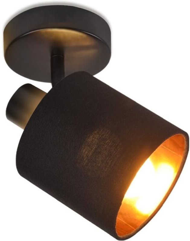 Deckenlampe 1 Flammig Deckenstrahler Schwarz - Deckenleuchte Vintage Deckenspot E14 Wandstrahler Stoffschrim Schwenkbar ...