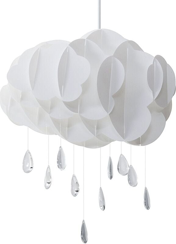 Hängeleuchte Weiß Wolkenform mit Kristall-Tropfen aus Acrylglas Kinderzimmer Beleuchtung Modernes Design