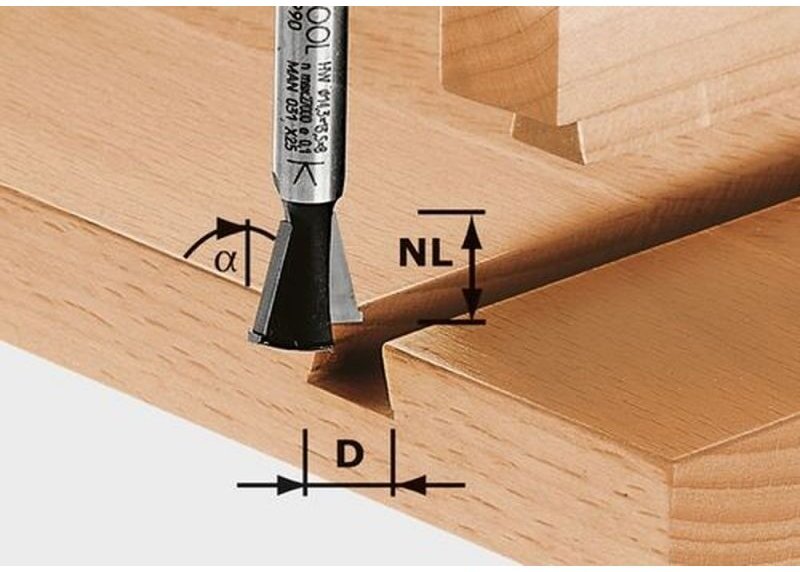 Grat-/Zinkenfräser hw S8 D14,3/13,5/15° (490990) - Festool