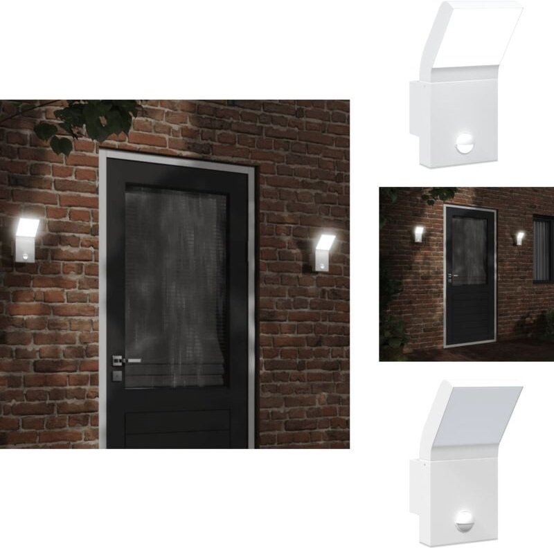 LED-Außenwandleuchte mit Sensor Weiß Aludruckguss - LED-Lampe - Bewegungsmelder - Außenscheinwerfer - Gartenbeleuchtung ...