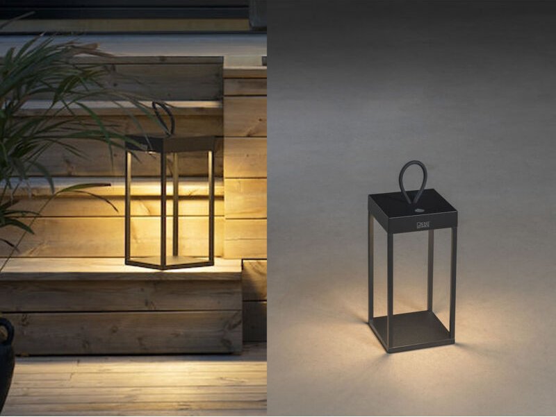 Konstsmide - led Outdoor Akku Tischleuchte ravello Aluminium Schwarz, Höhe 30cm