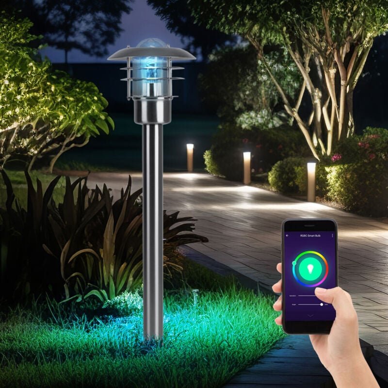 Stehleuchte Außenleuchte Garten Wegeleuchte Laterne Stehlampe, App Steuerung dimmbar, Edelstahl, Smart rgb led 10W 806Lm...
