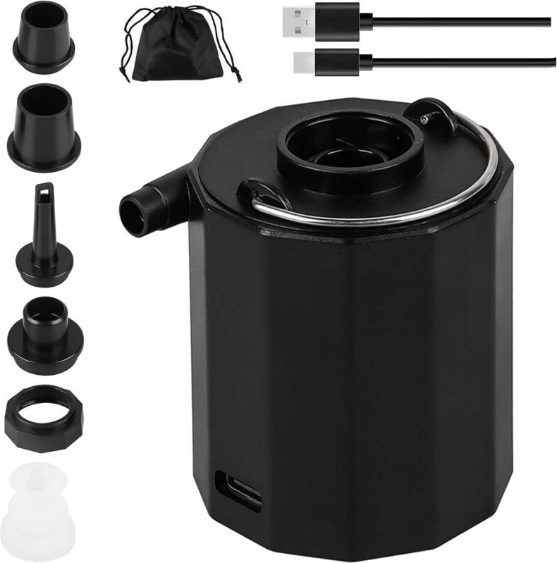Elektrische Luftpumpe mit 1600-mAh-Akku, 200 l/min – Tragbare Luftpumpe für Luftmatratzen, Bojen, Vakuumsäcke, Schlauchb...