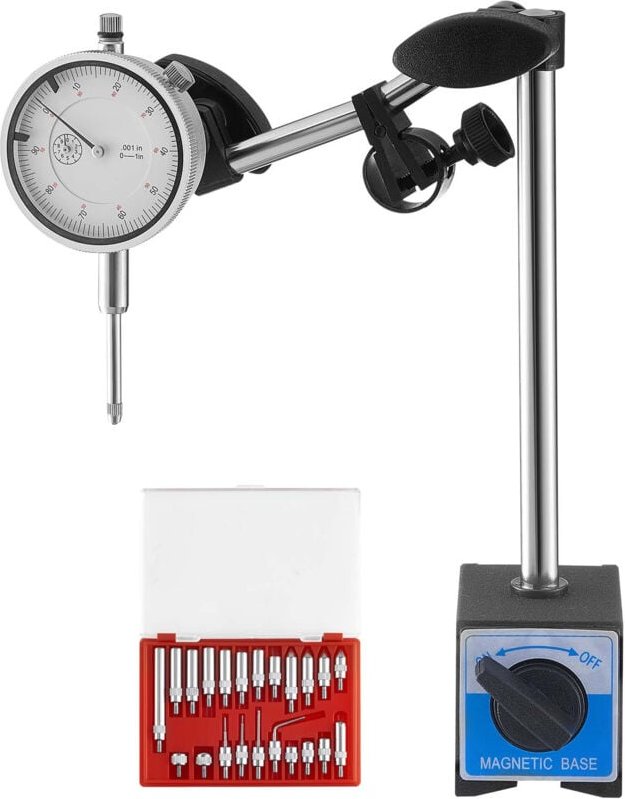 Mophorn Messuhr mit Stativ und Doppelstangenständer, inklusive Aufbewahrungskoffer, 0,03 mm Präzision, Messbereich 0–25,...