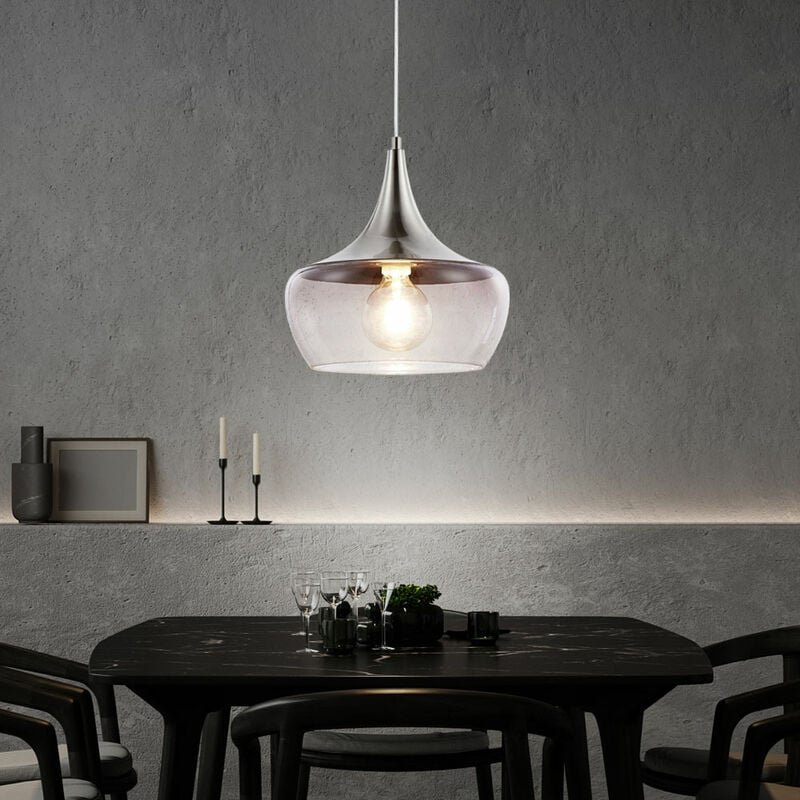 Decken Pendel Lampe vintage Wohn Ess Zimmer Beleuchtung Retro Glas Strahler Hänge Leuchte rauch