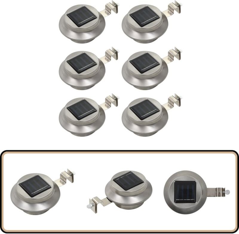 Outdoor Solarleuchten 6 Stück led Rund 12 cm Weiß - Outdoor Beleuchtung - Solarlaterne - Gartenbeleuchtung - Wandleuchte...