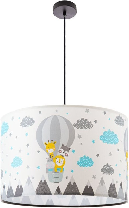 Deckenlampe Kinderzimmer Pendelleuchte Babyzimmer Feuerwehr Straße Polizei E27 Pendelleuchte - Schwarz, Design 6 (Ø45,5 ...