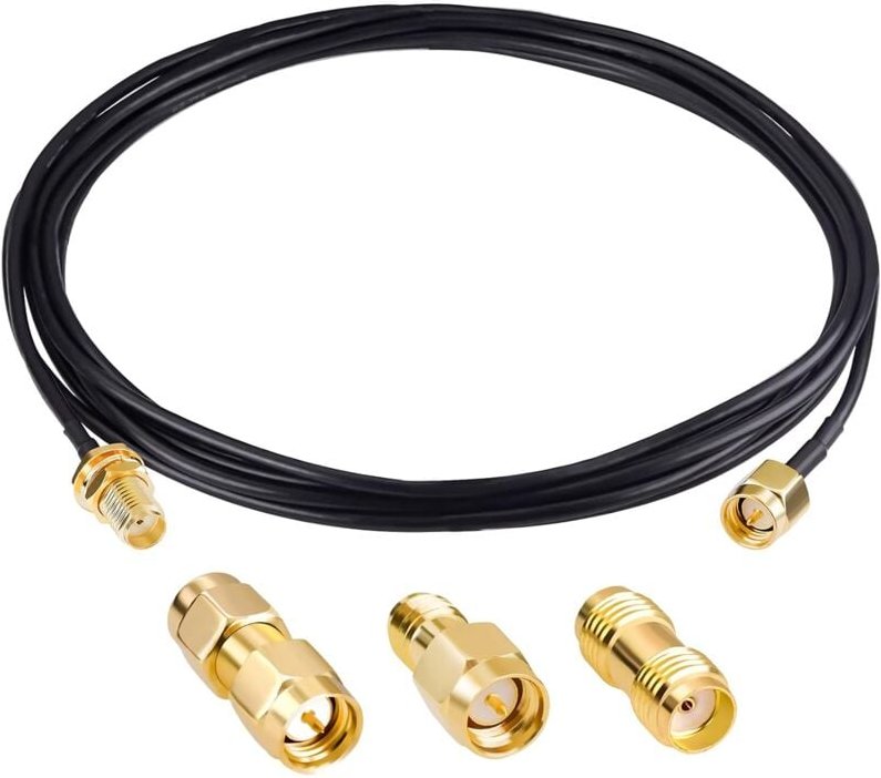 Dolaso - Koaxialkabel SMA-Stecker auf SMA-Buchse, RG174-Schott, 3 m langes Kabel mit 3 SMA-Koaxialadaptern