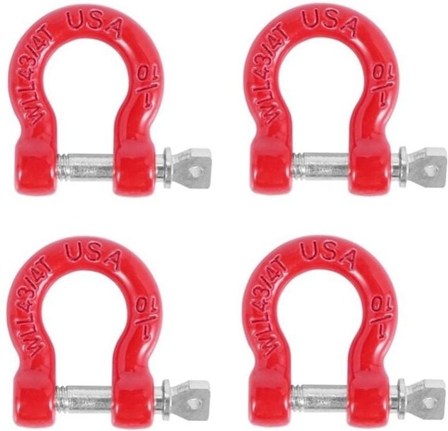 4 StüCk Metall-StoßStangen-D-Ring, Roter Abschlepphaken, AnhäNger-Rettungshaken für 1/10 RC Crawler Car TRX4 Axial SCX10...