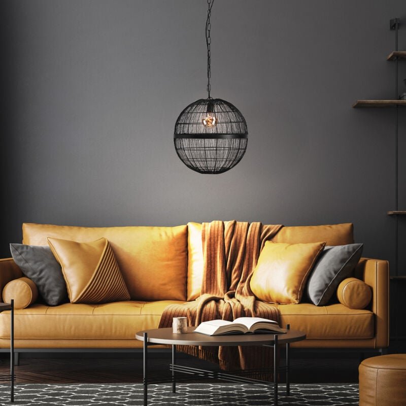 Globo Lighting - Hängelampe Esstischleuchte Pendellampe schwarz Geflecht Wohnzimmerleuchte d 30cm
