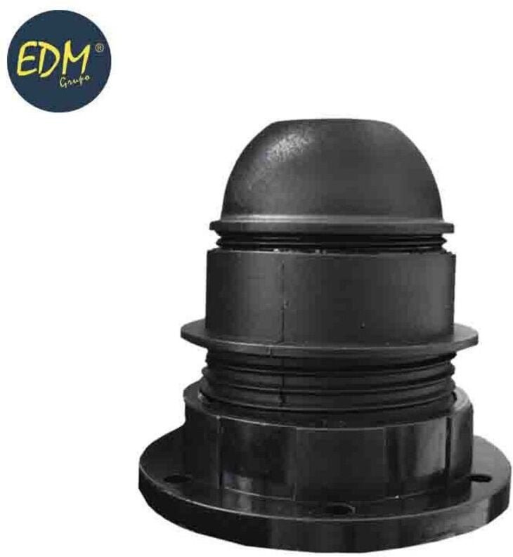 EDM - E-27 Lampenfassung mit Halbgewinde + schwarze Unterlegscheibe