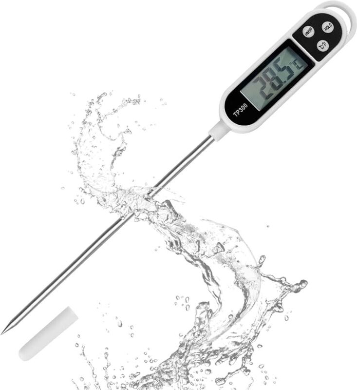 Küchenthermometer mit LCD-Display, digitales Thermometer mit langer Sonde, hohe Präzision, sofort ablesbares Kochthermom...