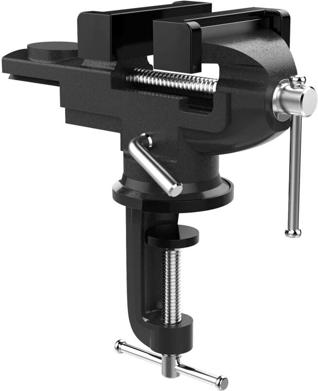 Backenbreite 70 mm, Schraubstock mit 360-Grad-Drehbasis, robuste und rostfreie gehärtete Backe, Tischklemme für Holzbear...