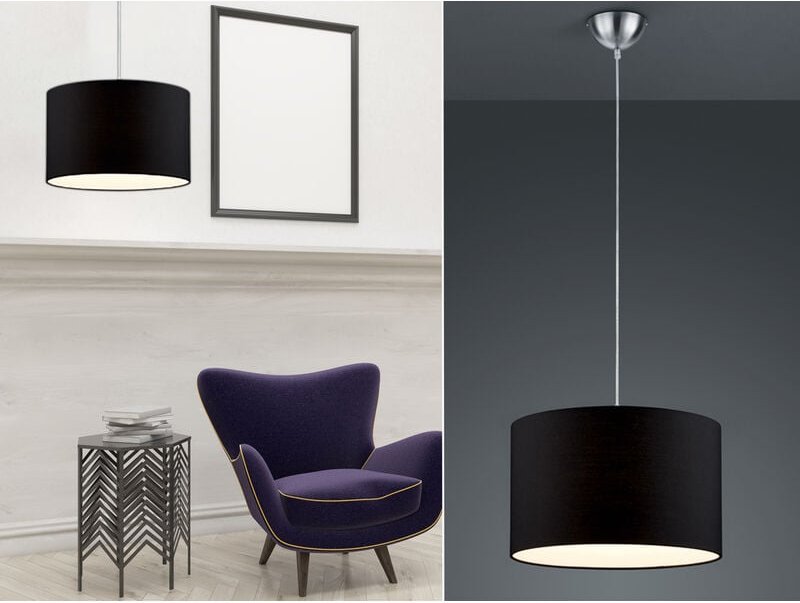 Trio - Pendelleuchte hotel mit Stoffschirm in Schwarz, ø 40cm