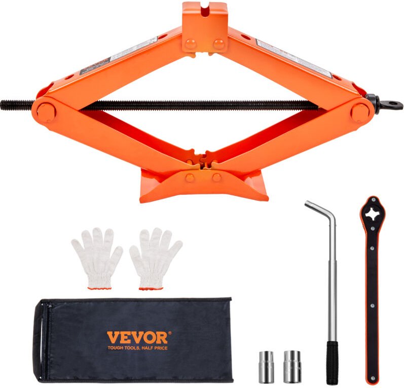 VEVOR Scherenwagenheber Manuell Auto-Scherenwagenheber 2,5 t, Wagenheber mit Schlagschrauber, Werkzeugkasten, Handkurbel...