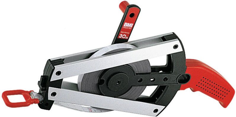 BMI - Weißes Stahlbandmaß im Rahmen 30 m