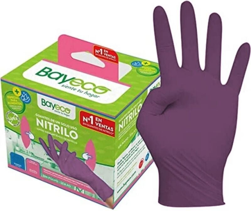 Einweg-Lebensmittelhandschuh aus violettem Nitril, Bayeco-Packung 20 ts