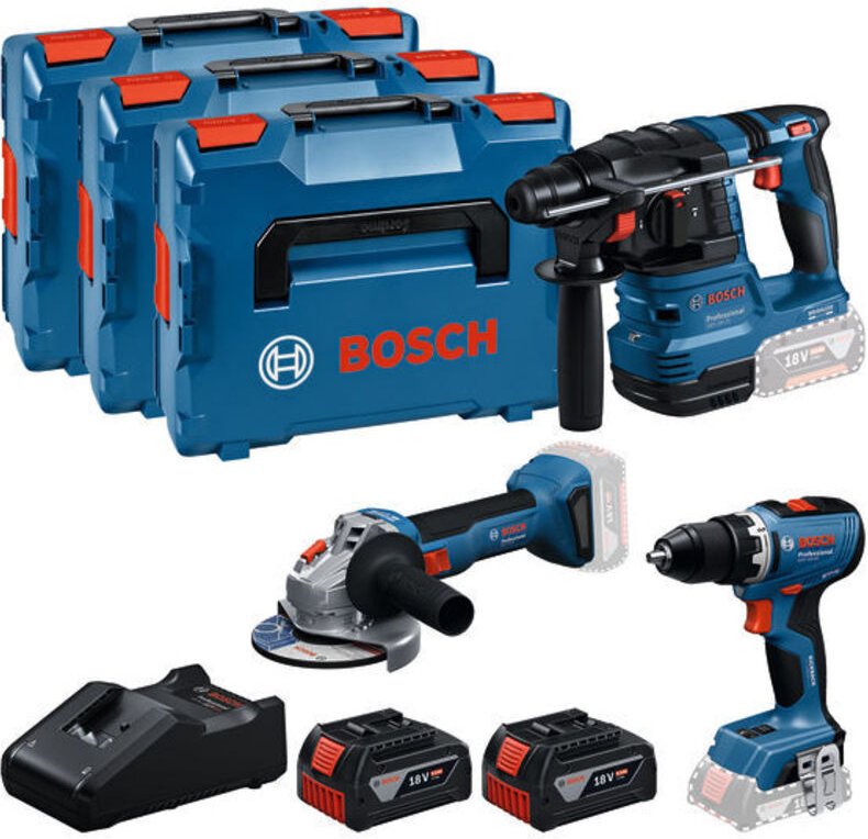 Bosch Professional Bosch Profi Set 18V: Akku-Bohrschrauber GSR 18V-65 + Akku Bohrhammer GBH 18V-22 + Akku-Winkelschleife...