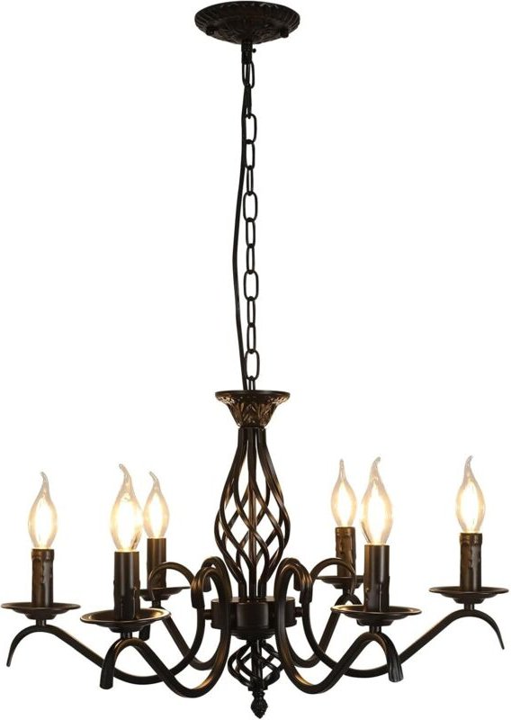 GOECO Retro-Pendelleuchte mit 6 Armen, Schwarz, E14-Fassungen (Leuchtmittel nicht enthalten), für Esszimmer, Küche, Bar,...