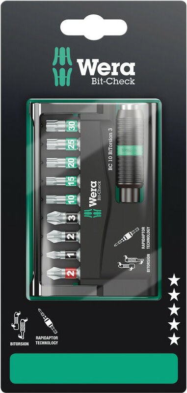 Bit-Check 10 BiTorsion 3 sb, 10-teilig 05073418001 - Wera