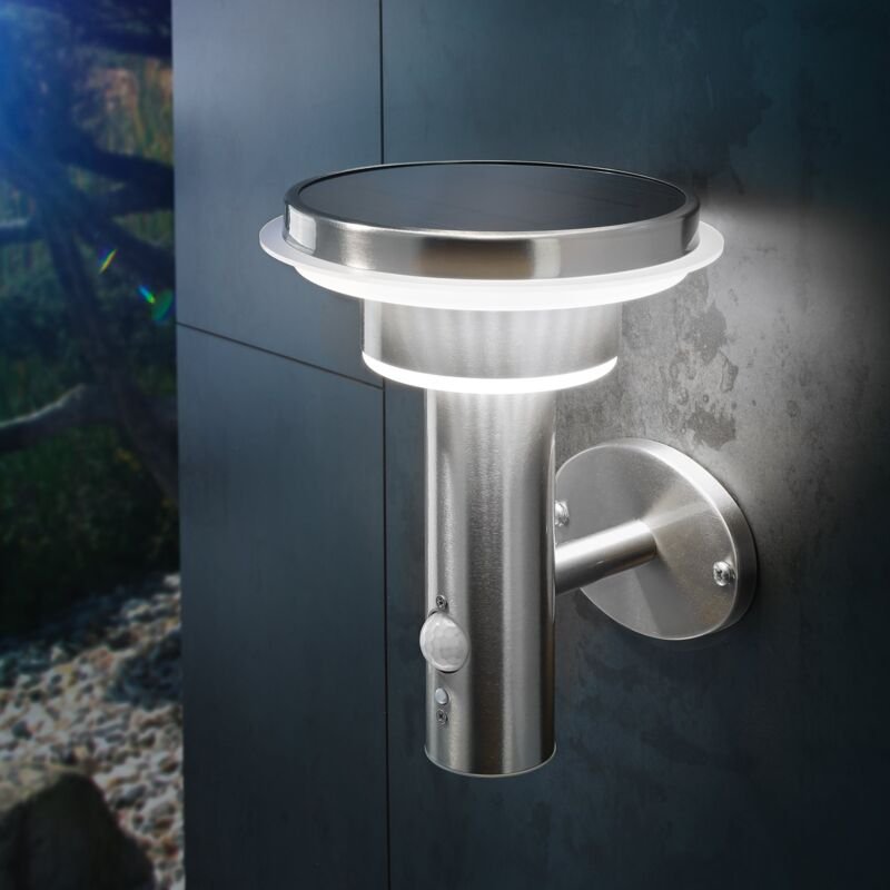 Esotec - Solar Sensor-Wandleuchte Tini - Akku metall Edelstahl outdoor 102595