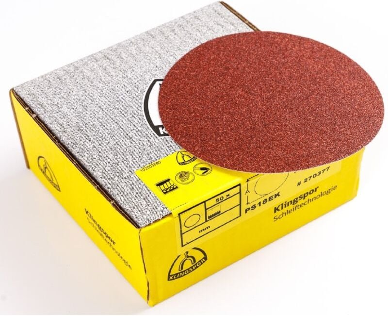 Klingspor GLS3 PS18EK Klett-Schleifscheibe ohne Löcher 150mm P180 10 Stück