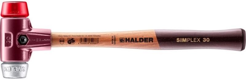 SIMPLEX-Schonhammer, Plastik / Weichmetall mit Tempergussgehäuse und hochwertigem Holzstiel D=30 mm 3069.030