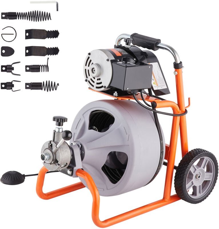 Mophorn Rohrreinigungsmaschine 75 Fuß x 3/8 Zoll, tragbare Rohrreinigungsspirale mit automatischer Zuführung, 8 Schneide...