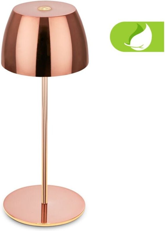 Briloner - Serina Mini led Tischlampe kabellos IP44, Dimmbar, Touch, Spritzwasserschutz, akku, kupfer, Ø8 x 20 cm
