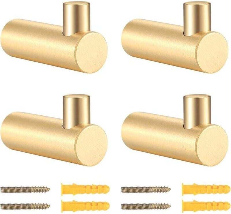 Shining House - Stück Messing-Wandhaken, goldfarbene Kleiderhaken für die Wand, Handtuch-, Bademantel- und Wandhaken, ro...