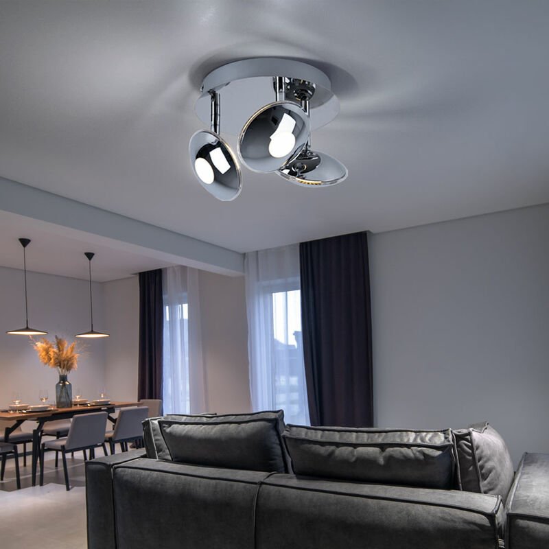 Globo - Deckenleuchte schwenkbar Spotrondell 3 Flammig Deckenlampe Chrom, Acryl satiniert, 3x led 6W 350Lm warmweiß, DxH...