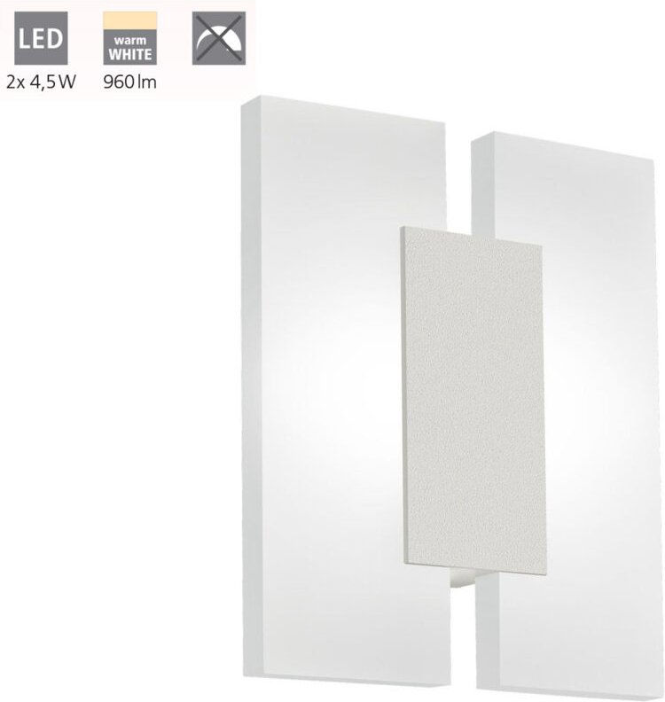 Led Wandleuchte Metrass 2 nickel-matt 20 x 17 cm warmweiß Wandleuchten - Eglo