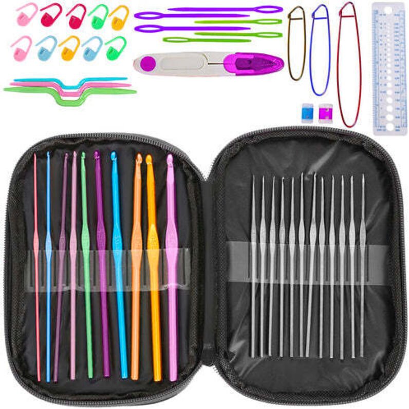 69-teiliges Häkelset mit Nadeln und Zubehör