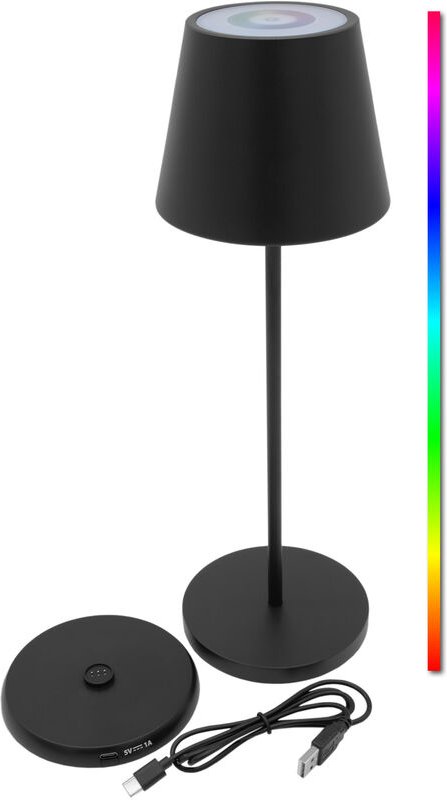 Led Akku Touchleuchte Multi Color mit usb Ladestation - 35 x 11 cm - Tischlampe wiederaufladbar mit Dimmer und Timer für...