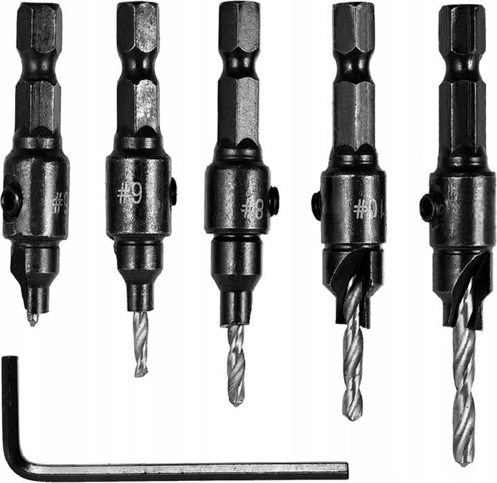 Rosfix Set Bohrer für Bestätigungsschrauben 5–12 mm – 5-tlg. mit Schlüssel Edelstahl, 1/4" Schaft Präzises Bohren für Mö...