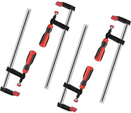 Dolaso - 4 Stück F-förmige Zwingen aus Temperguss, Einhand-Metallzwingen-Set, Schnellspann-Schraubstockzange mit Griff f...