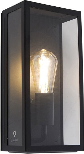 Industrielle Außenwandlampe schwarz IP44 mit Glas - Rotterdam