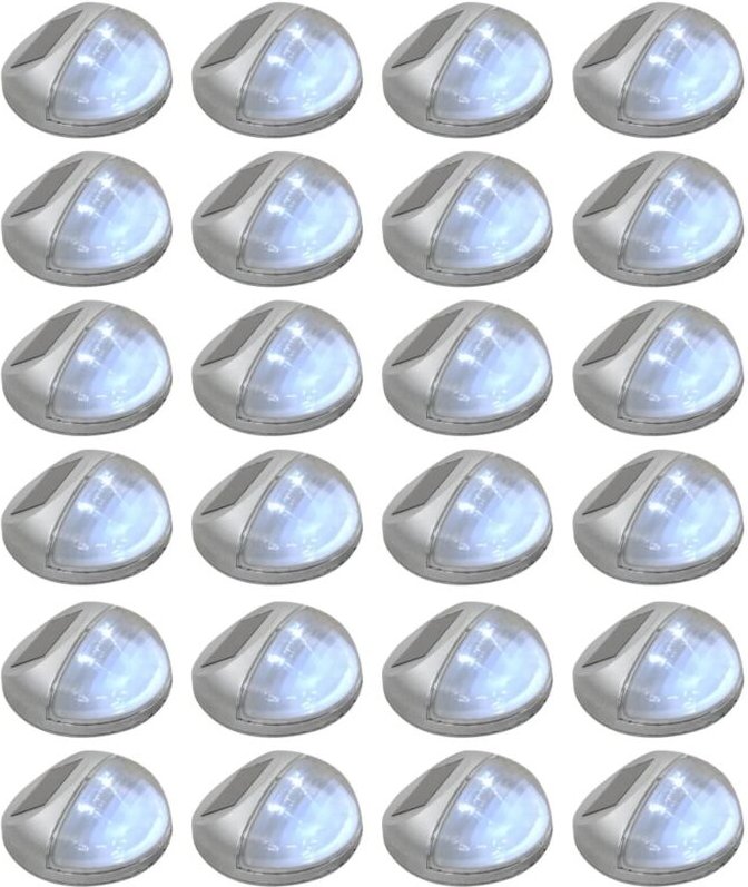 Solar-Außenleuchten für Wand led 24 Stk. Rund Silbern Vidaxl