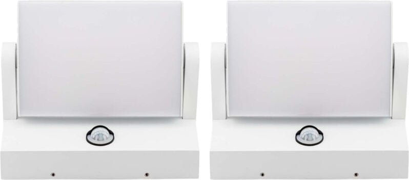 V-TAC LED drehbare Wandleuchte - PIR-Sensor - IP65 Wasserdicht - Weiß - 17W - 2580 Lumen - 4000K - 2er-Pack