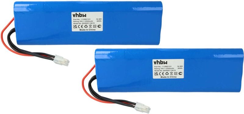 2x Vhbw NiMH Akku 2000mAh (18V) kompatibel mit Rasenmäher Rasenroboter Ersatz für 1128621-01, 1128621-01/6, 112862101/6,...