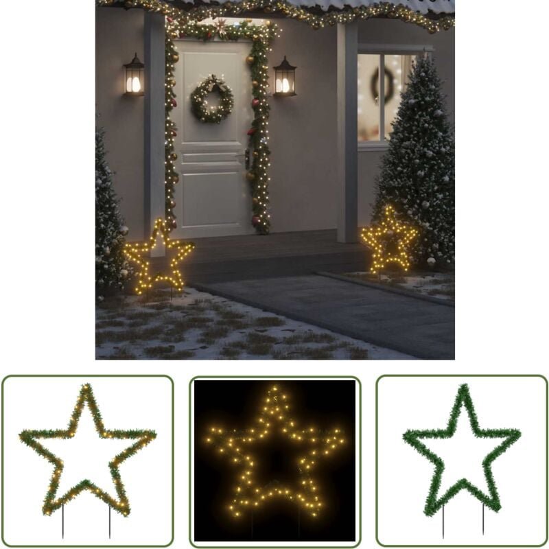 The Living Store Weihnachtsstern mit Erdspießen und 80 LEDs 60 cm - Weihnachtsschmuck - Weihnachtsdeko - Stern - Outdoor...