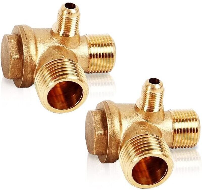 Satz mit 2 Dreiwege-Rückschlagventilen mit Außengewinde (20 × 16 × 10 mm), Dreiwege-Druckbegrenzungsventil aus Messing, ...