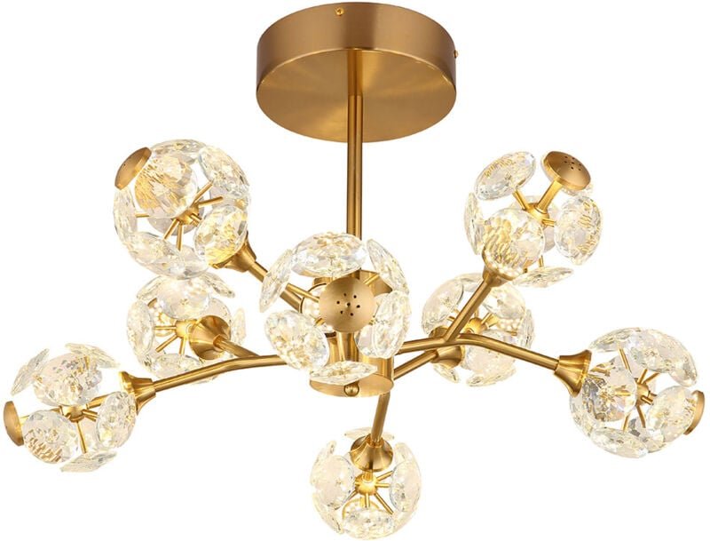 Globo Lighting - Deckenleuchte Deckenlampe Esszimmerlampe Glas Kristalle led goldfarben d 65 cm