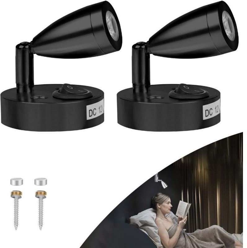 2 x 3W 12V LED-Leseleuchten für Autos, Boote und mehr, mit isoliertem Schalter, warmweißes Licht, 3000K, 220lm, 60 x 96m...