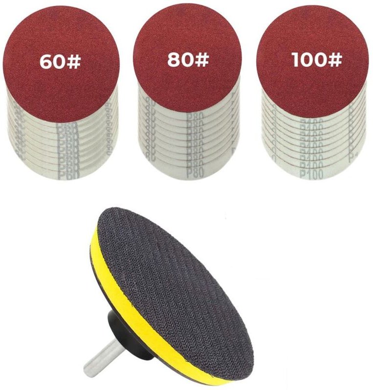 30 StüCke Bohrer Schleifen Aufsatz Papier 60/80/100 und 5 RüCken Polster Satz, Elektrische SchäKel Scheibe, mit Pad