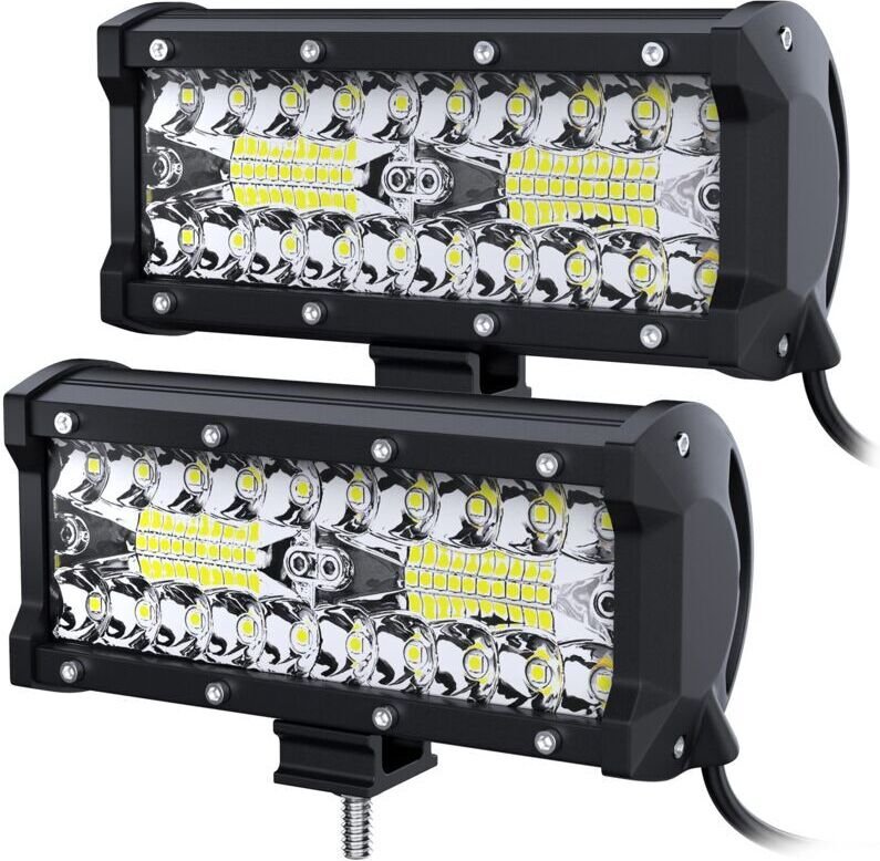 12V LED-Arbeitsscheinwerfer, 2 Stück, 120W, 7'' quadratischer Projektor, 24V-Licht für Geländewagen, LKW, SUV, 4x4, Trak...